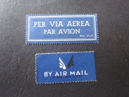 étiquettes Postales Par Avion By Air Mail  Corréos Aéro  Per Via Aéra Document Des Postes: - Andere & Zonder Classificatie