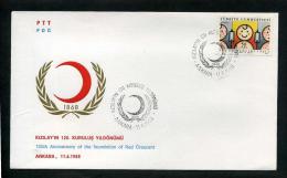 TURKEY 1988 FDC - 120th Anniversary Of The Foundation Of Red Crescent, Ankara, Jun. 11 - FDC