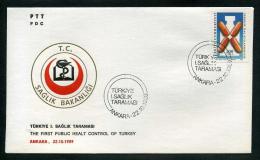 TURKEY 1989 FDC - The First Public Health Control Of Turkey, Ankara, Oct. 22 - FDC