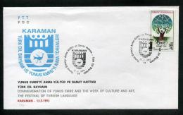 TURKEY 1993 FDC - Commemoration Of Yunus Emre And The Festival Of Turkish Language, Karaman, May. 13 - FDC