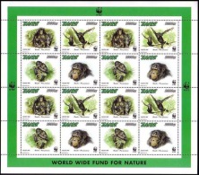 Zaire - 1694/1697 (Feuille Complète) - WWF Bonobo - 1997 - MNH - Ungebraucht