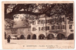Bonneville, La Place, Les Arcades, Animée, Automobile, Café Des Postes, Quincaillerie, Hôtel-restaurant Du Sapeur, LL 49 - Bonneville