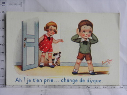 CPA Illustrateur BOB KING - Humour Enfants Chien - Ah ! Je T'en Prie... Change De Disque - Tarjetas Humorísticas