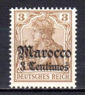 (SA0920) GERMAN POST OFFICES IN MOROCCO, 1905 (3 C. On 3 Pf., Brown). Mi # 21. MNH** Stamp - Marocco (uffici)