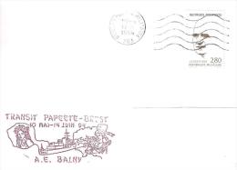 9793  A.E. BALNY - TRANSIT PAPEETE - BREST - BPM 703 - Covers & Documents