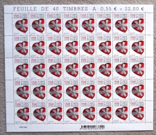 FRANCE 2008 FEUILLE COMPETE GREFFE DU COEUR EN EUROPE  YT  4179 40 Timbres - Full Sheets