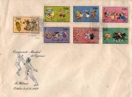 Lote CU1436-42F, Cuba, 1969, Campeonato Mundial De Esgrima, Fencing, 2 SPD-FDC, Large Format - FDC