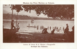 ILES SALOMON MISSIONS DES PERES MARISTES BOUGAINVILLE ARRIVEE DU BATEAU - Isole Salomon