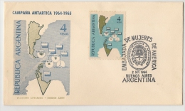 ANTARTIC -1964 ARGENTINA - COMM CANCEL On CACHETED COVER - Is. GEORGIAS - ORCADAS - MALVINAS - SANDWICH  & ANTARTIC MAP - Andere & Zonder Classificatie