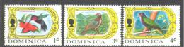 Dominique: Yvert N°264 + 266 + 267**; MNH; Oiseaux; Birds; Vögel; Colibre; Ramier; Perroquet - Dominica (1978-...)
