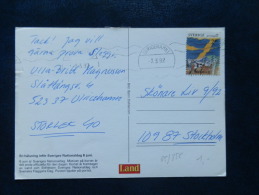 35/856  CP   SUEDE  1992 - Storia Postale