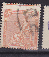 ESPAGNE N° 130 2C ORANGE  ALLÉGORIE DE LA RÉPUBLIQUE  PIQUAGE DECALE OBL - Used Stamps