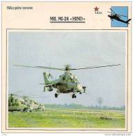 AVIATION FICHE TECHNIQUE HELICOPTERE TERRESTRE MIL MI.24"HIND" URSS REF 12067 - Aerei