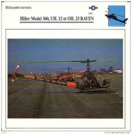 AVIATION FICHE TECHNIQUE HELICOPTERE HILLER MODEL 360 ,UH.12 ET OH.23 RAVEN U.S.A REF 12073 - Airplanes