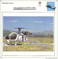 AVIATION FICHE TECHNIQUE HELICOPTERE TERRESTRE AEROSPATIALE SA.315 B LAMA FRANCE REF 12081 - Airplanes