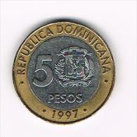 - DOMINICAANSE  REPUBLIEK  5 PESO  1997 - Dominicaanse Republiek