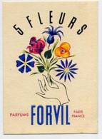 A.Immédiat Carte Parfumée Ancienne 5 FLEURS DE FORVIL - Profumeria Antica (fino Al 1960)
