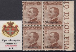 EGEO - STAMPALIA - N.6 - Cv 60 Euro - QUARTINA - GOMMA INTEGRA - MNH** - Egeo (Stampalia)