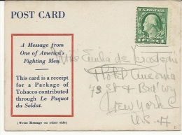 GUERRE 14/18 POST CARD SOLDAT AMERICAIN . PACKAGE OF TOBACCO ... - Postal History