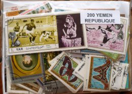 YEMEN REPUBLIQUE, Lot De 200 Timbres Tous Differents Neufs Et Oblitérés. Satisfaction Assurée - Yémen