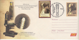 EMIL RACOVITA, EXPLORER, MICROSCOP, CAVE INSECT, COVER STATIONERY, ENTIER POSTAL, 2007, ROMANIA - Esploratori