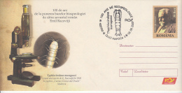 EMIL RACOVITA, EXPLORER, MICROSCOP, CAVE INSECT, COVER STATIONERY, ENTIER POSTAL, 2007, ROMANIA - Explorers