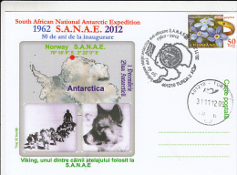 ANTARKTIK EXPLORER,  SANAE EXPEDITION, DOG SLEDGE, CM, MAXICARD, CARTES MAXIMUM, 2012, ROMANIA - Esploratori