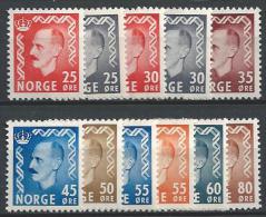 Norvège 1950/1952 N°325/331 Neufs* MH Roi Haakon VII - Unused Stamps