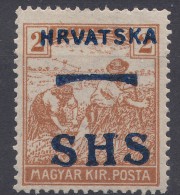 Yugoslavia, Kingdom SHS, Issues For Croatia 1918 Mi#66 Error - Shifted Overprint, Mint Hinged - Neufs