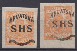 Yugoslavia, Kingdom SHS, Issues For Croatia 1918 Mi#57 Two Nice Colour Shades, Mint Hinged - Ungebraucht