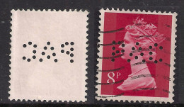 GB 1973 QE2 8p Rosine Machin 2 Bands SG X878.Perfins PAC ( 416 ) - Perfins