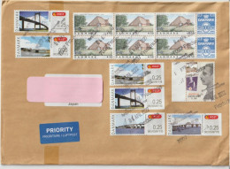 Denmark Envelop With ATM Mi L42-L45 Queen Alexandrine Bridge - Little Belt Bridge - Farø Bridge - Munkholm Bridge - Variétés Et Curiosités