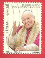 ITALIA REPUBBLICA USATO - 2011 - Beatificazione Di Papa Giovanni Paolo II - € 0,60 - S. 3232 - 2011-20: Usati