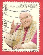 ITALIA REPUBBLICA USATO - 2011 - Beatificazione Di Papa Giovanni Paolo II - € 0,60 - S. 3232 - 2011-20: Usados