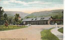 ( CPA ÉTATS UNIS )  RUTLAND R. R. STATION AT MANCHESTER DÉPOT, VT. - Manchester