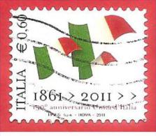 ITALIA REPUBBLICA USATO - 2011 - 150º Anniversario Dell´unità D´Italia - Bandiere Italiane -  € 0,60 - S. 3212 - 2011-20: Gebraucht