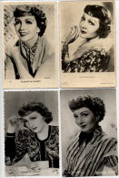 SET W/ 4 REAL PHOTO POSTCARDS - MOVIE STAR CLAUDETTE COLBERT - Acteurs