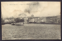 CPA ANCIENNE- FRANCE- MEZE (34)- DÉPART DU BATEAU A VAPEUR POUR CETTE- LES QUAIS AVEC ANIMATION - Mèze