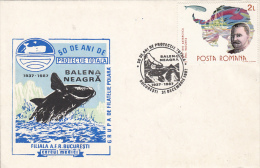BLACK WHALES,  EXPLORER, SHIP, SPECIAL COVER, 1987, ROMANIA - Baleines