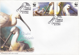 LONG LEGS BIRD, COVER FDC, 2X, 2006, ROMANIA - Storchenvögel