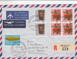 ZEPPELINS, FRUITS, STAMPS ON AIRMAIL COVER, 1975, SWITZERLAND - Zeppelins