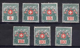 SWITZERLAND 1910 Postage Due Stamps 7 Values 5c - 50c Mounted Mint - Portomarken