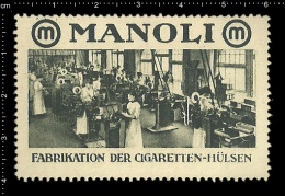 Old Original German Poster Stamp(cinderella,reklamem Arke)  Cigarette Factory Manoli - Tobacco Cigarettes Zigaretten - Tabac