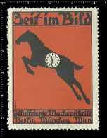 Old Original German Poster Stamp( Cinderella,reklamemarke)  Zeit Im Bild - Watch Clock Uhr Wecker - Uhrmacherei