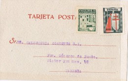 4269. Tarjeta Privada Barcelona 1944. Franqueo Sin Matasellar - Barcelona