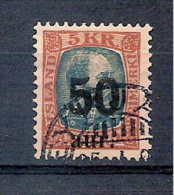 Iceland 1925 - King Christian IX ,surcharge "50" - Used Stamps