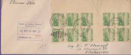 E5591 CUBA 1937 FDC ARTIST & WRITTER REGISTERED COVER 1c GUTTER PAIR BLOCK 10 - FDC