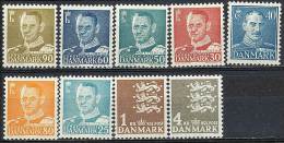 DENMARK REGULAR ISSUES 3 LIONS AND KING CHRISTIAN X, MOST MNH VF FRESH (D0122) - Ungebraucht