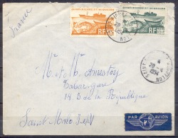 SAINT PIERRE ET MIQUELON   Lettre Le 20 4 1954  Avec 2 Timbres   Serie Courante Pour SAINT MALO  PAR AVION - Brieven En Documenten