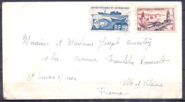 SAINT PIERRE ET MIQUELON   Lettre  Avec 2 Timbres  Pour ST SERVAN S MER  Phare Et Flotille De Doris Et Serie Courante - Brieven En Documenten